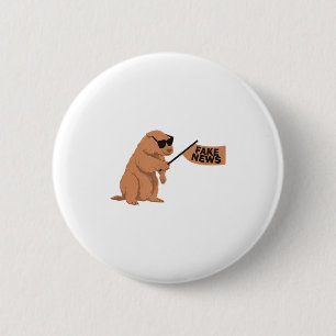 Groundhog Fake News Marmot Influencer Social Media 6 Cm Round Badge