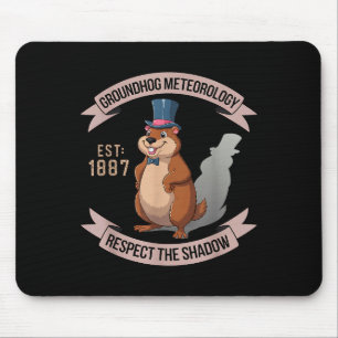 Groundhog Funny Uni Adults Kids Black Short Sleeve Mouse Pad