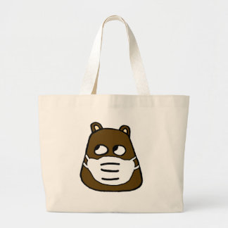 Groundhog in Face Mask Large Tote Bag