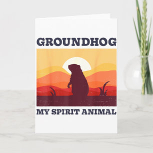 Groundhog Is My Spirit Animal Funny Men Retro Vint Card