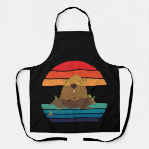 Groundhog Retro Woodchuck Groundhog Day Apron