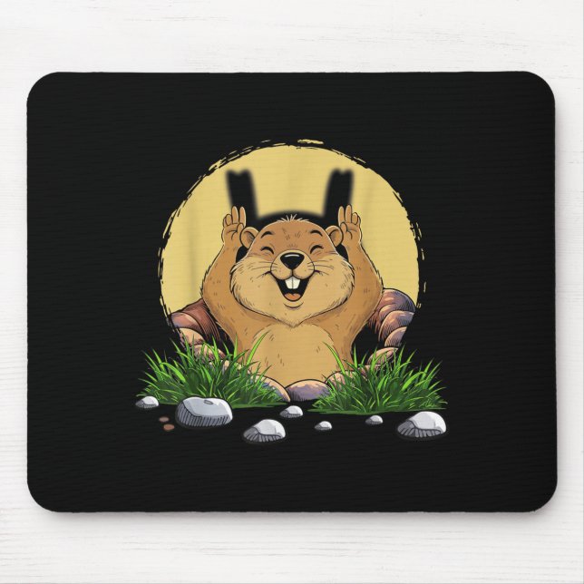 Groundhog Shadow Cute Puppet Funny Groundhog Day  Mouse Pad (Front)