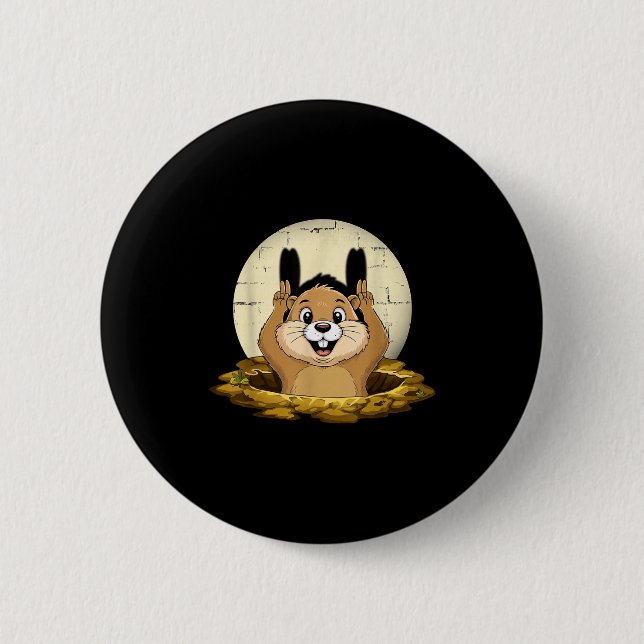 Groundhog Shadow Funny Puppet Happy Groundhog Day  6 Cm Round Badge (Front)