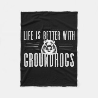 Groundhog Shirt Groundhog Lover Groundhogs _13  Fleece Blanket