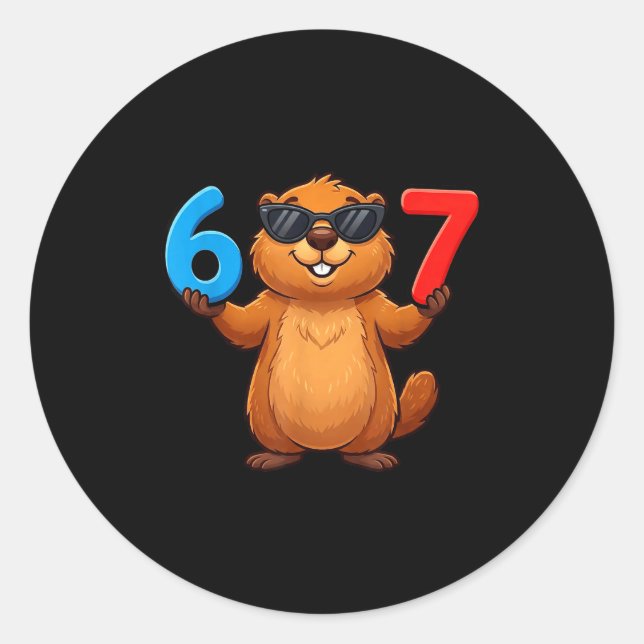 Groundhog Six Seven Drip 67 Meme Funny 6-7 Groundh Classic Round Sticker (Front)