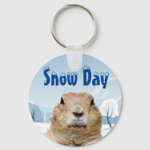 Groundhog Snow Day Key Ring