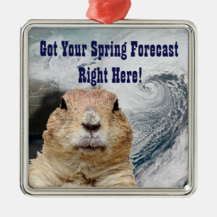 Groundhog Spring Forecast Metal Tree Decoration