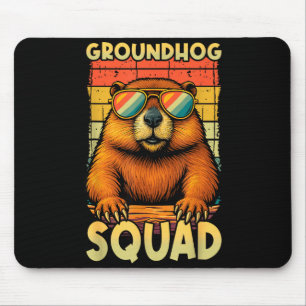 Groundhog Squad Happy Groundhog Day Retro Vintage Mouse Pad