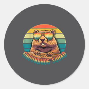 Groundhog Squad Retro Happy Groundhog Day Vintage  Classic Round Sticker