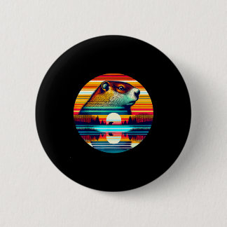 Groundhog Sunset Retro Style Safari Vintage 70s _1 6 Cm Round Badge