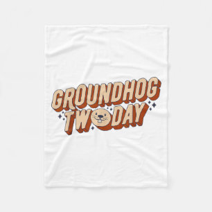 Groundhog Twoday Retro Vintage Funny Animal Pun Me Fleece Blanket