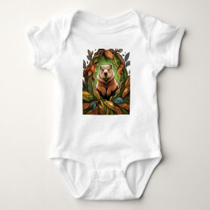 Groundhog Woodchuck With Mayflower Massachusetts  Baby Bodysuit