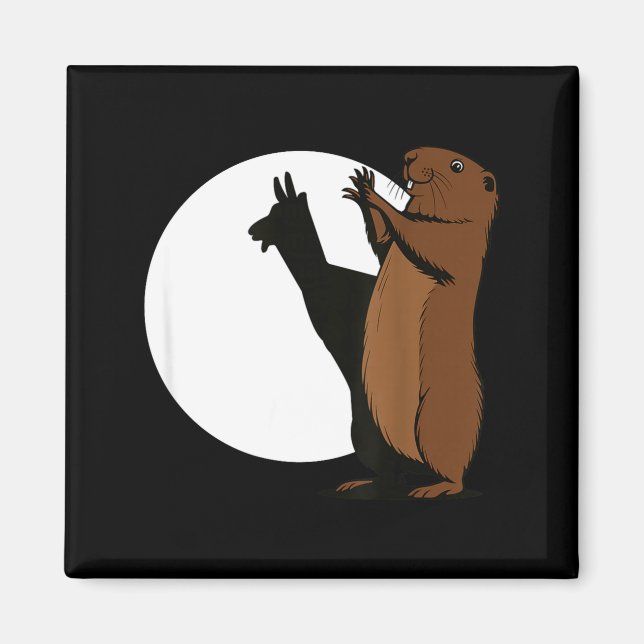 Groundhogs Llama Shadow Puppet Funny Woodchuck  Magnet (Front)