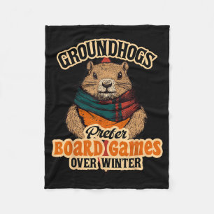 Groundhogs Prefer Board Games Over Winter  Fleece Blanket