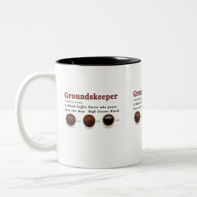 Groundskeeper - Know Black Coffee is All You Need! Two-Tone Coffee Mug (Left)
