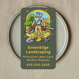 Groundskeeping Lawn Care Landscaping Forest Green Business Card