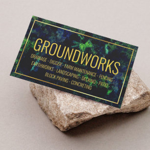 Groundworks Landscaping Architect Green & Blue Business Card
