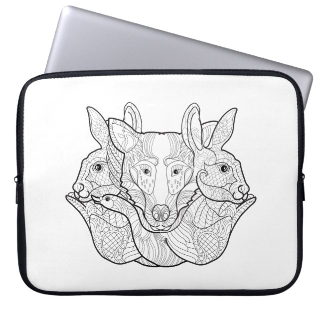 Group Animal Doodle Laptop Sleeve (Front)
