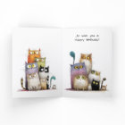 Group Birthday with Big Eye Quirky Cats Greeting