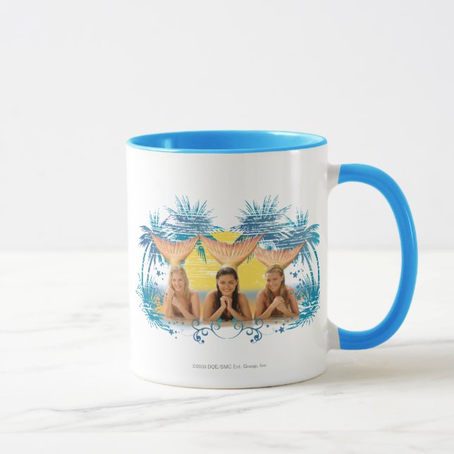 Group Blue Palm Tree Graphic Mug (Right)