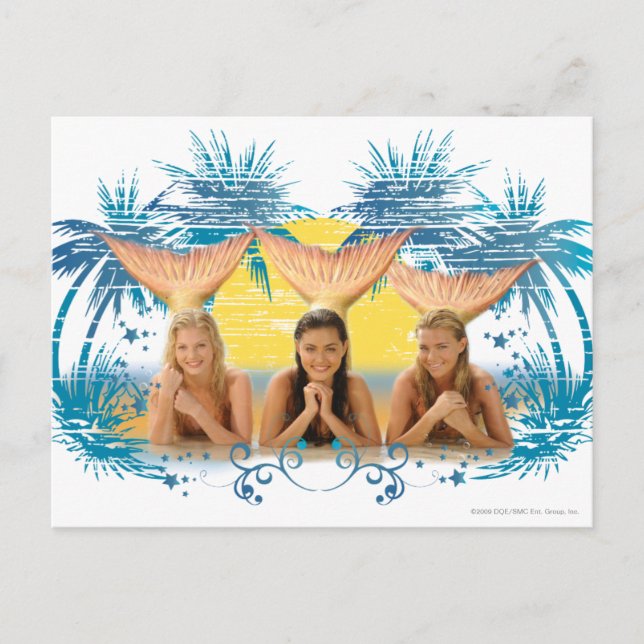 Group Blue Palm Tree Graphic Postcard (Front)