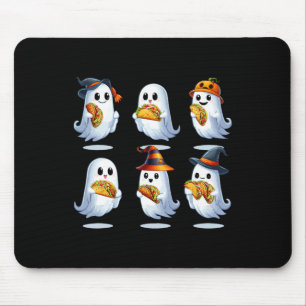 Group Boo Ghosts Eating Tacos Halloween Food Lover Mouse Pad