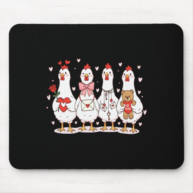 Group Chicken Valentine Collection Farmer Lover Fa Mouse Pad (Front)
