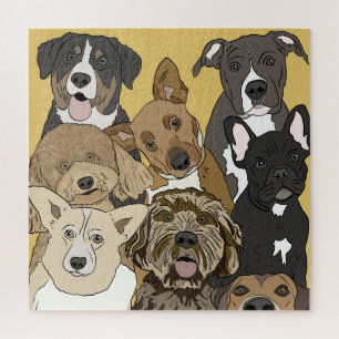 Group Dog Portrait Cute Dog Theme Jigsaw Puzzle