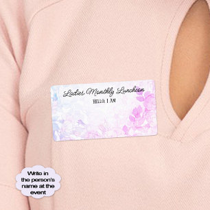 Group Gathering Floral Border Label Name Tag