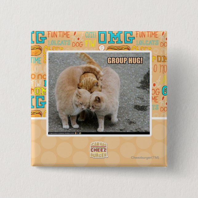 group hug 15 cm square badge (Front)