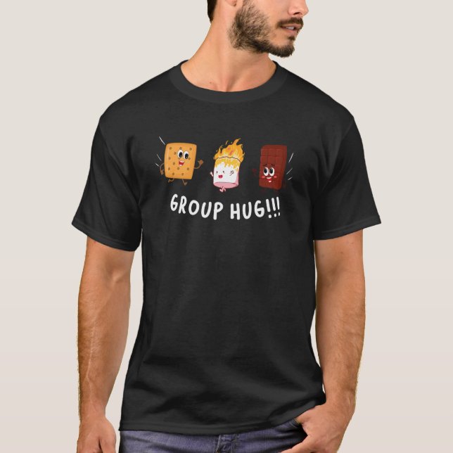 Group Hug Camping Campfire Chocolate Marshmallow S T-Shirt (Front)