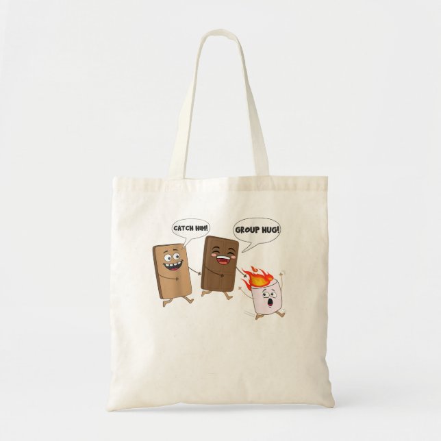 Group Hug Funny Smores Chocolate Marshmallow Campi Tote Bag (Front)