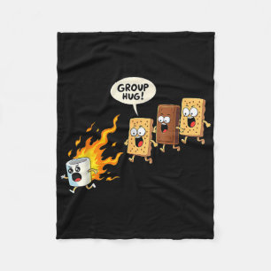 Group Hug Marshmallow Campfire Smores Funny Campin Fleece Blanket