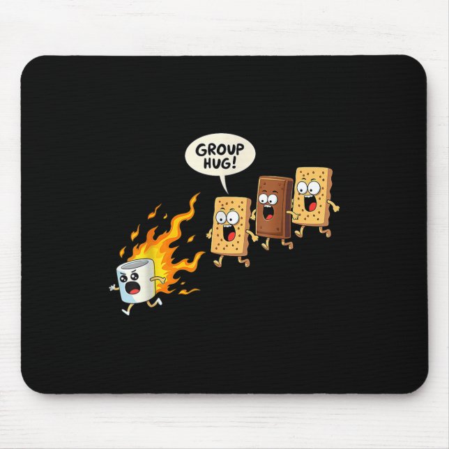 Group Hug Marshmallow Campfire Smores Funny Campin Mouse Pad (Front)