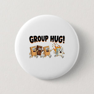 Group Hug Marshmallow Smore Funny Camping Family 6 Cm Round Badge