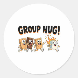Group Hug Marshmallow Smore Funny Camping Family Classic Round Sticker