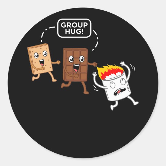 Group Hug S'more Funny Smores Camper Camping Classic Round Sticker (Front)