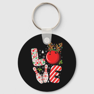 Group matching xmas Bowling ball and pins Christma Key Ring