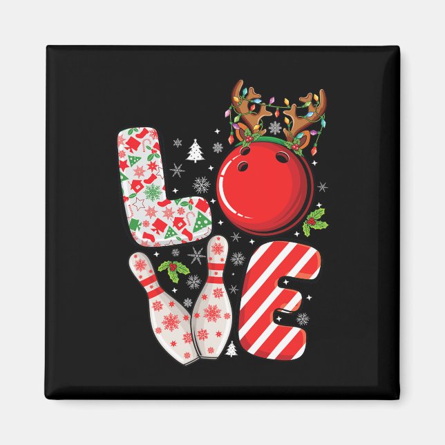 Group matching xmas Bowling ball and pins Christma Magnet (Front)
