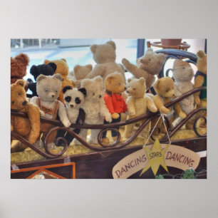 Group Of Antique Teddy Bears Poster