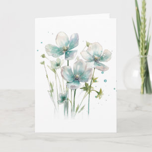 Group of Blue Flowers BLANK Card