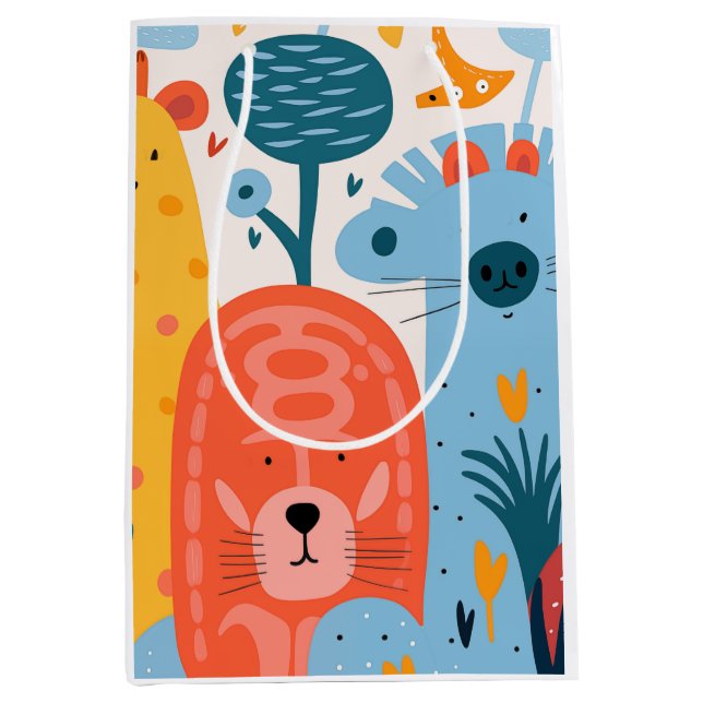 Group of colourful imaginary animals medium gift bag (Front)