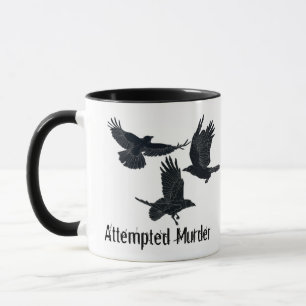 Group of Crows Murder Birds Black Silhouette   Mug