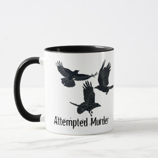 Group of Crows Murder Birds Black Silhouette   Mug (Left)
