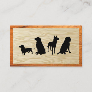 Group of Dogs   Wood Background Business Card