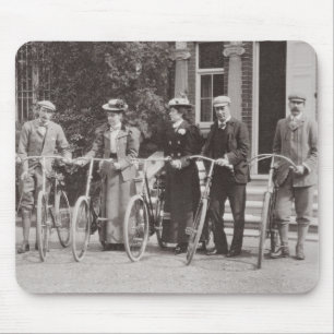 Group of Edwardian bicyclists, early 1900s (b/w ph Mouse Pad