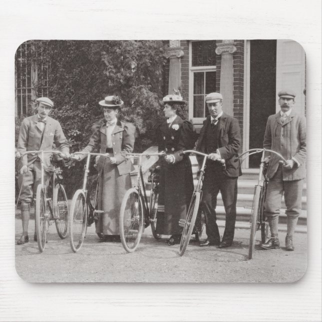 Group of Edwardian bicyclists, early 1900s (b/w ph Mouse Pad (Front)