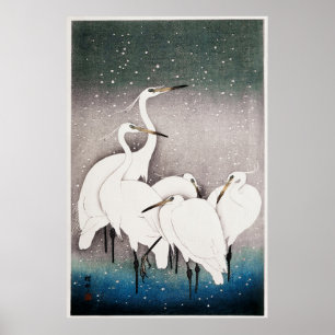 Group of Egrets by Ohara Koson (1925–1936) Poster