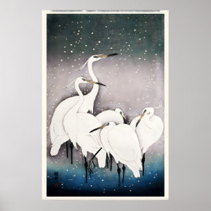 Group of Egrets Japanese Fine Art Print  Home