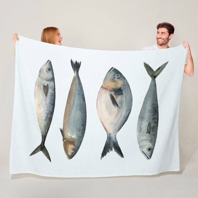 Group of Four Fish Fleece Blanket (In Situ)